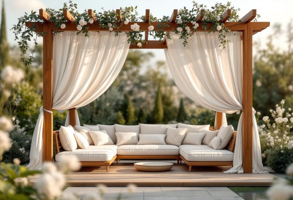 Donnez vie à votre pergola avec des coussins ronds