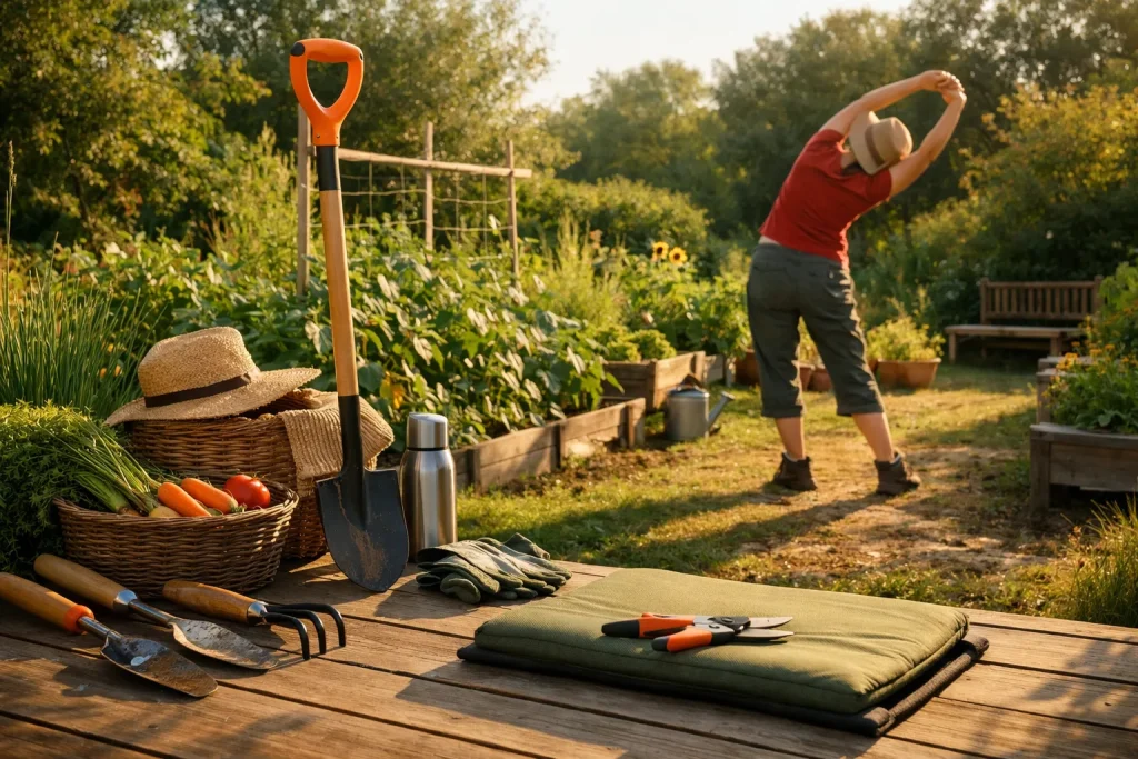 Jardiner sans se casser le dos : outils, postures et échauffement