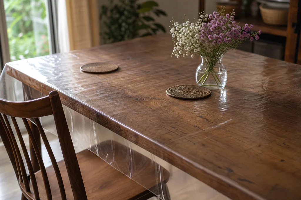 Toile cirée transparente : comment protéger une belle table en bois sans sacrifier son style